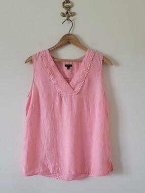 Talbots Pink Linen Sleeveless Tunic Size Medium